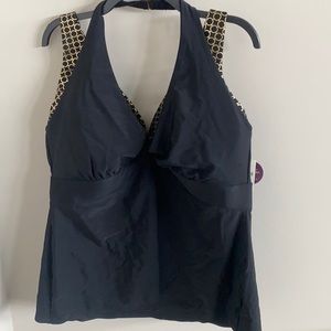 NWT Tankini TOP ONLY - Black and Gold